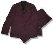 View Item Ben Sherman Slim Fit 3 Button Mod Suit Wine Burgundy